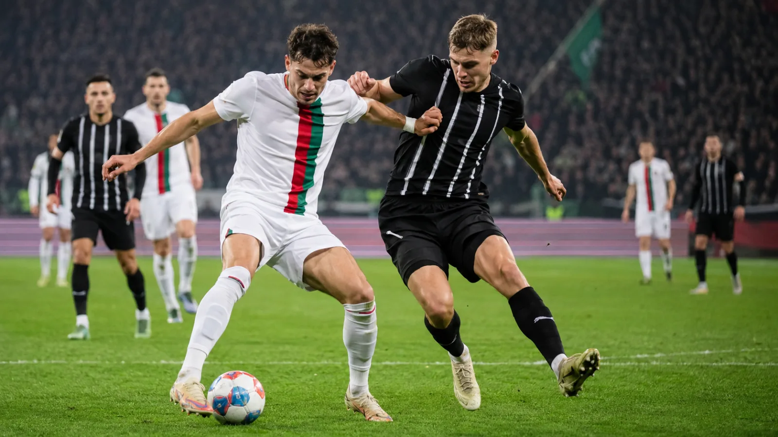Augsburg Borussia Mönchengladbach - duel intense au milieu de terrain pendant le match de Bundesliga