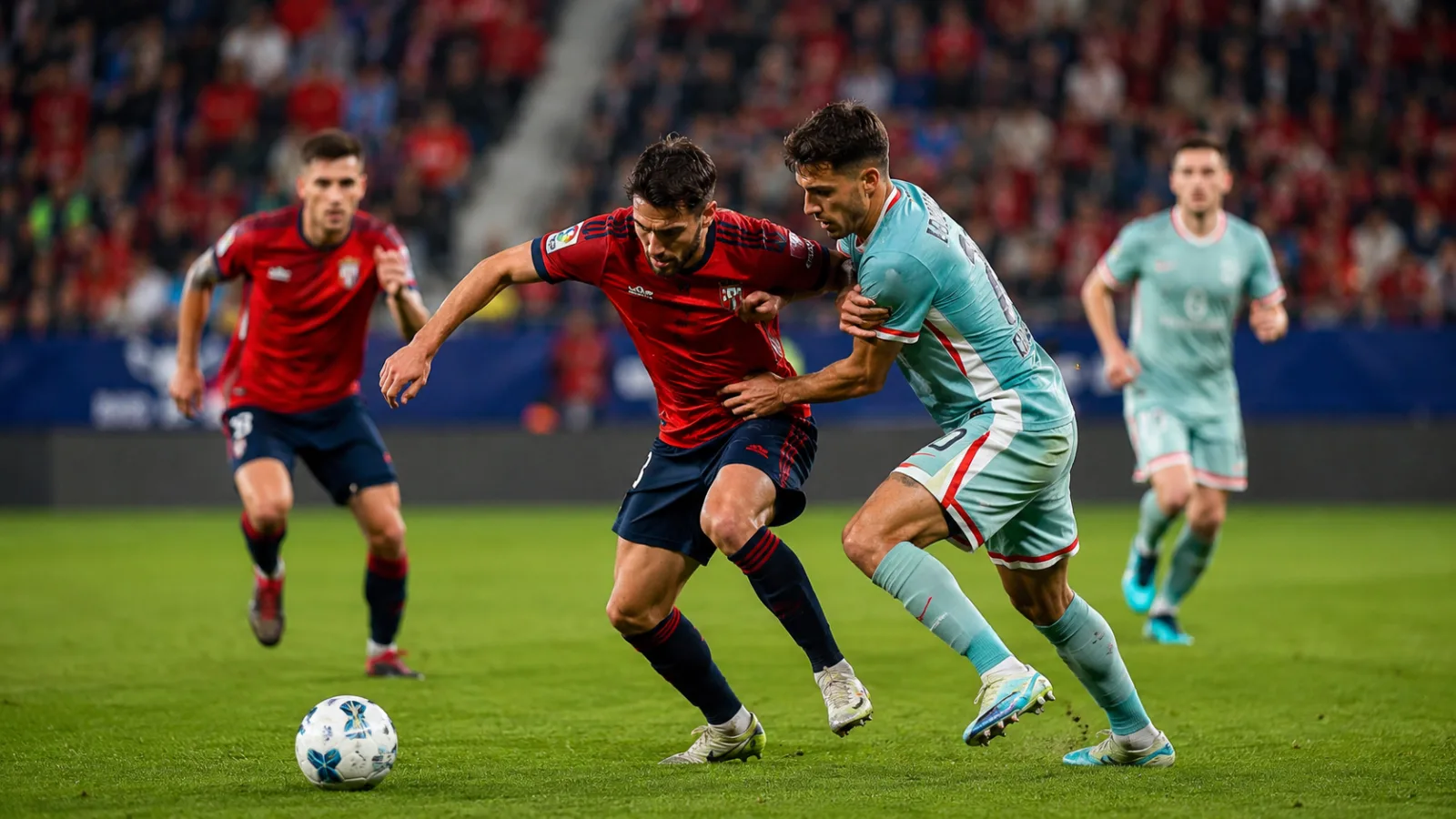 CA Osasuna Club Atlético de Madrid - duel intense au milieu de terrain à El Sadar