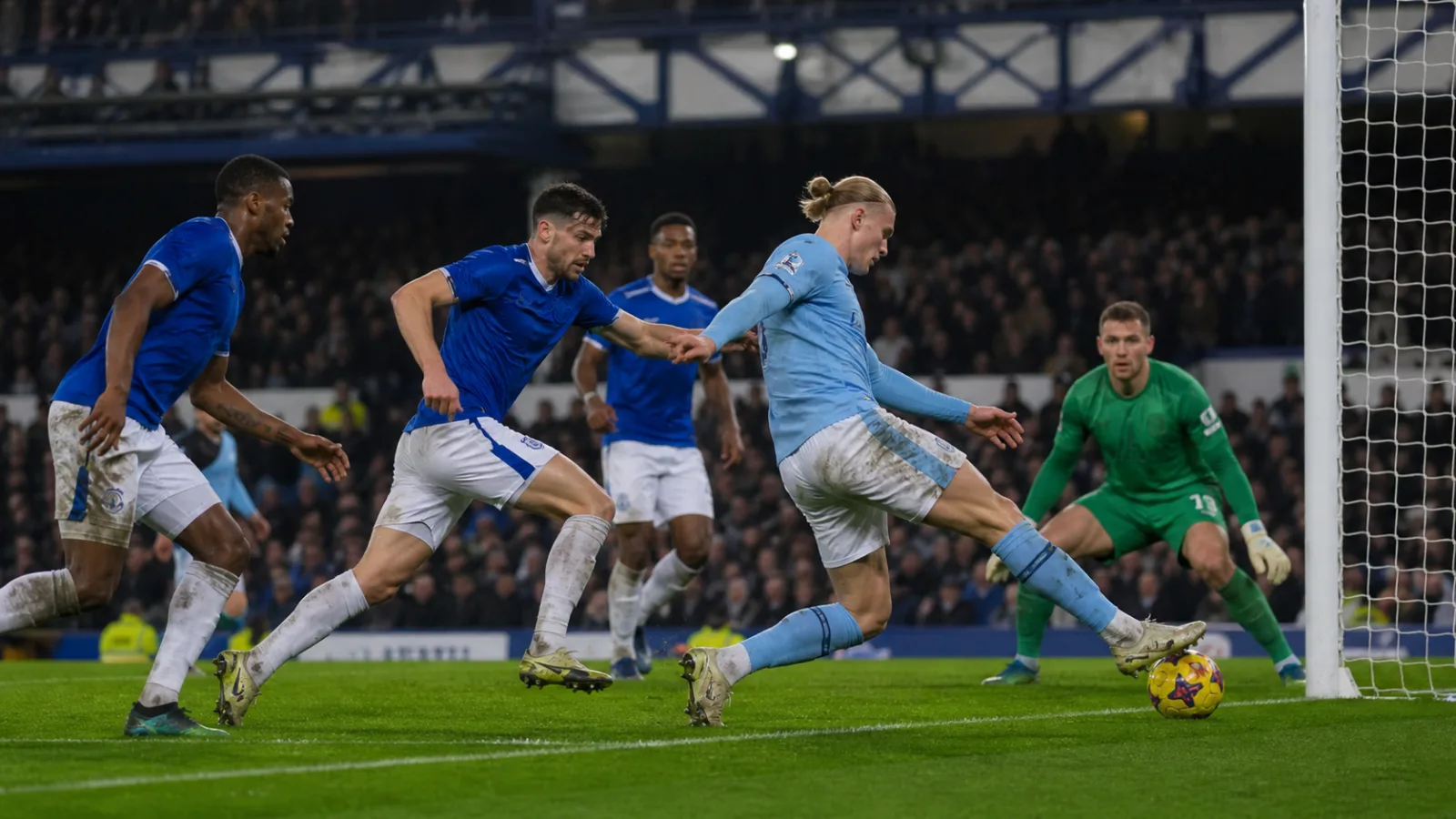 Everton Manchester City - action de jeu dans un match nul spectaculaire