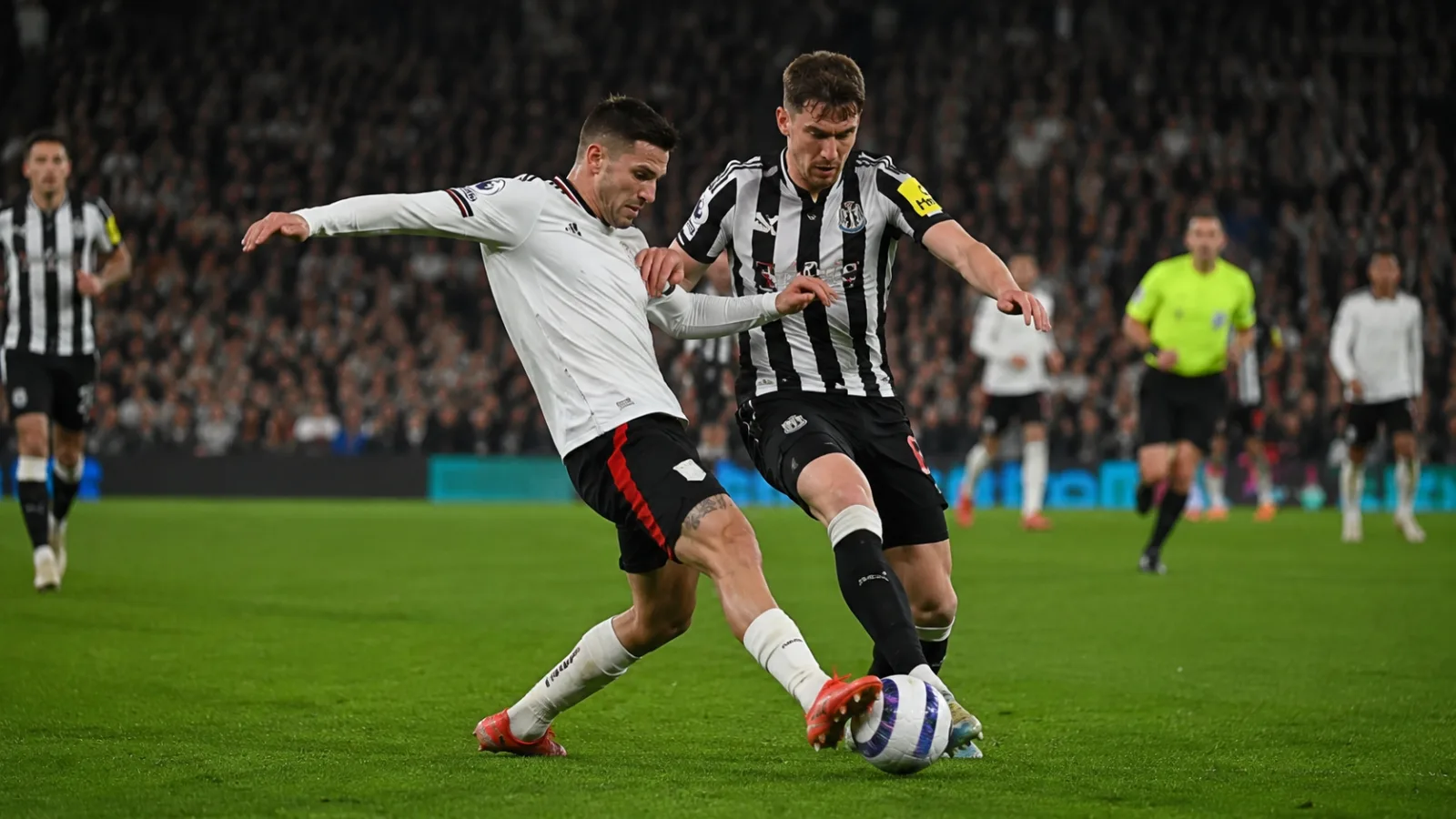 Fulham Newcastle United : duel de Premier League entre Fulham et Newcastle au milieu de terrain