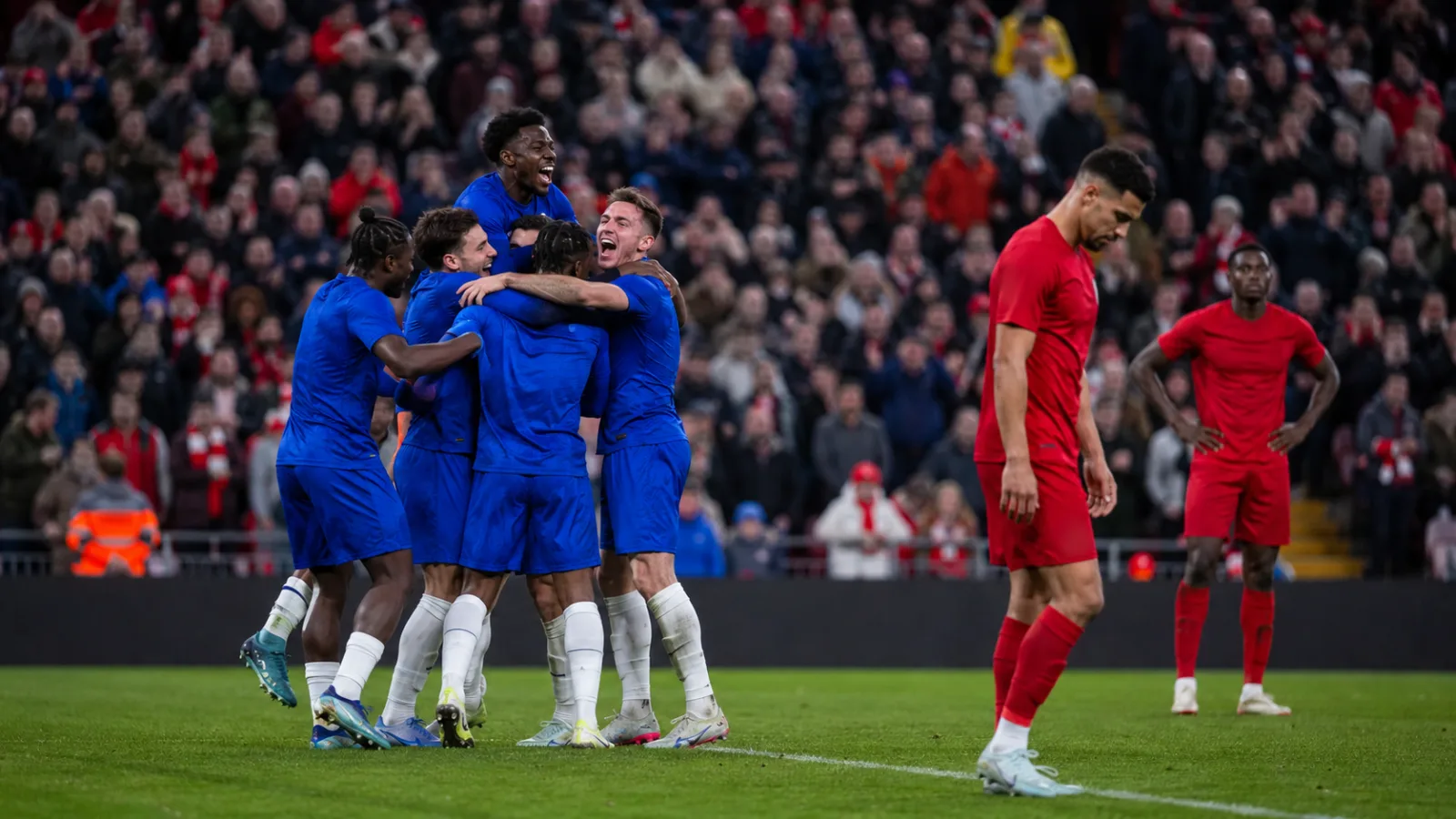 Liverpool Chelsea : célébration de Chelsea après le but décisif contre Liverpool