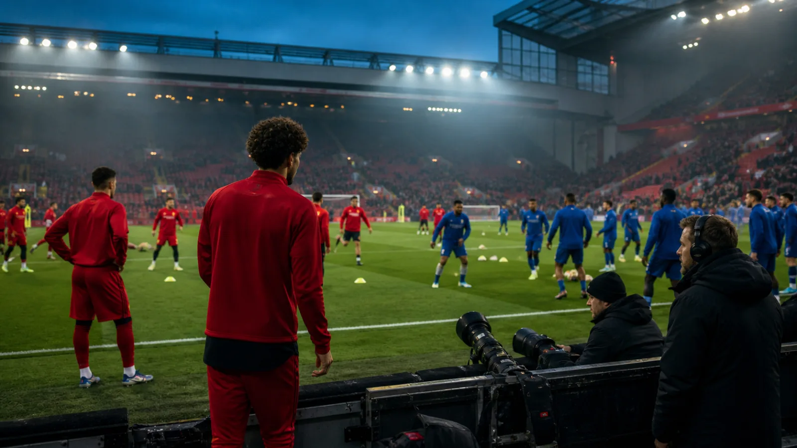Liverpool Chelsea pronostic - ambiance réaliste d'avant-match entre Liverpool FC et Chelsea FC