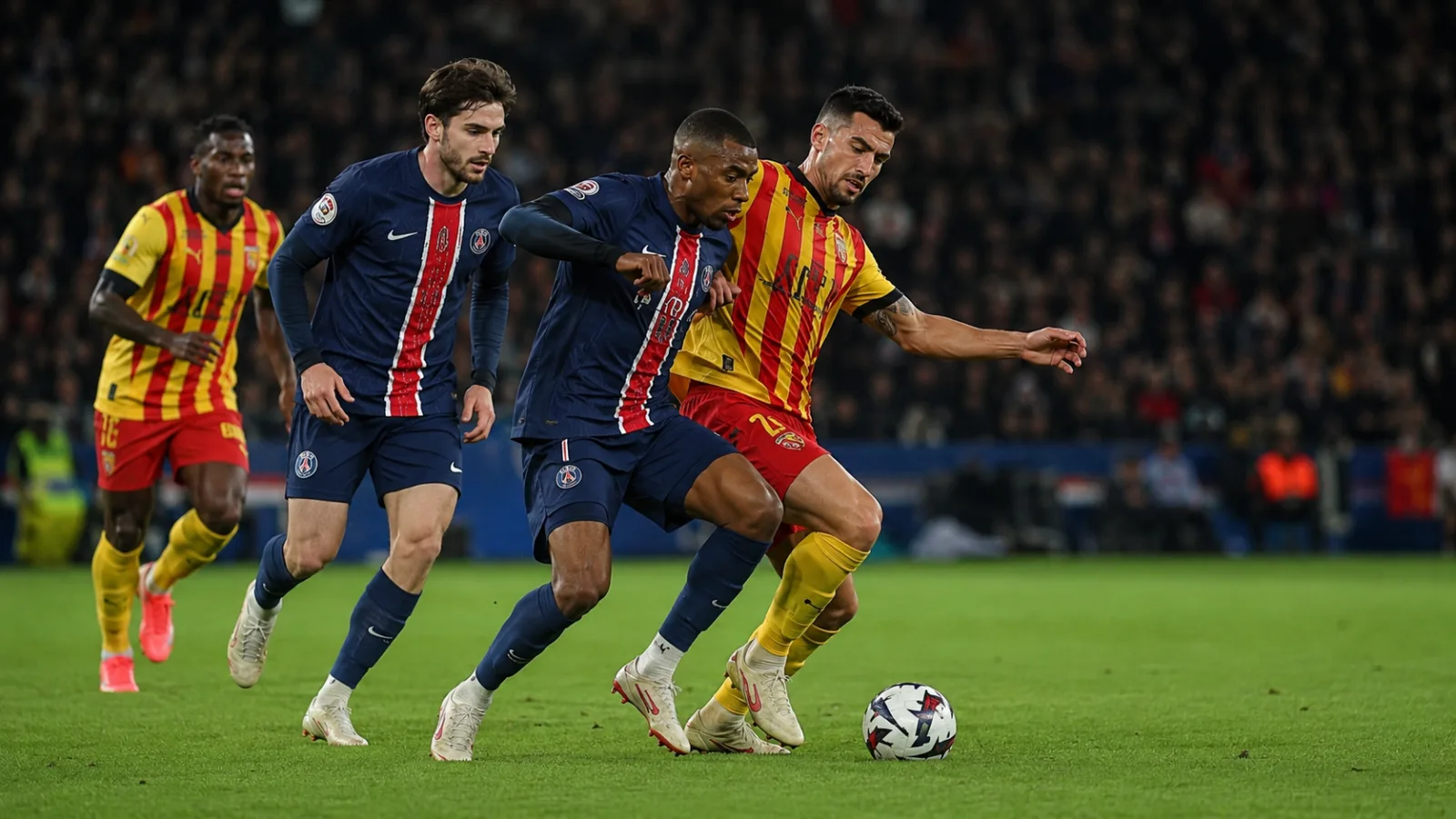 Racing Club de Lens Paris Saint-Germain - duel réaliste pendant le match Lens PSG