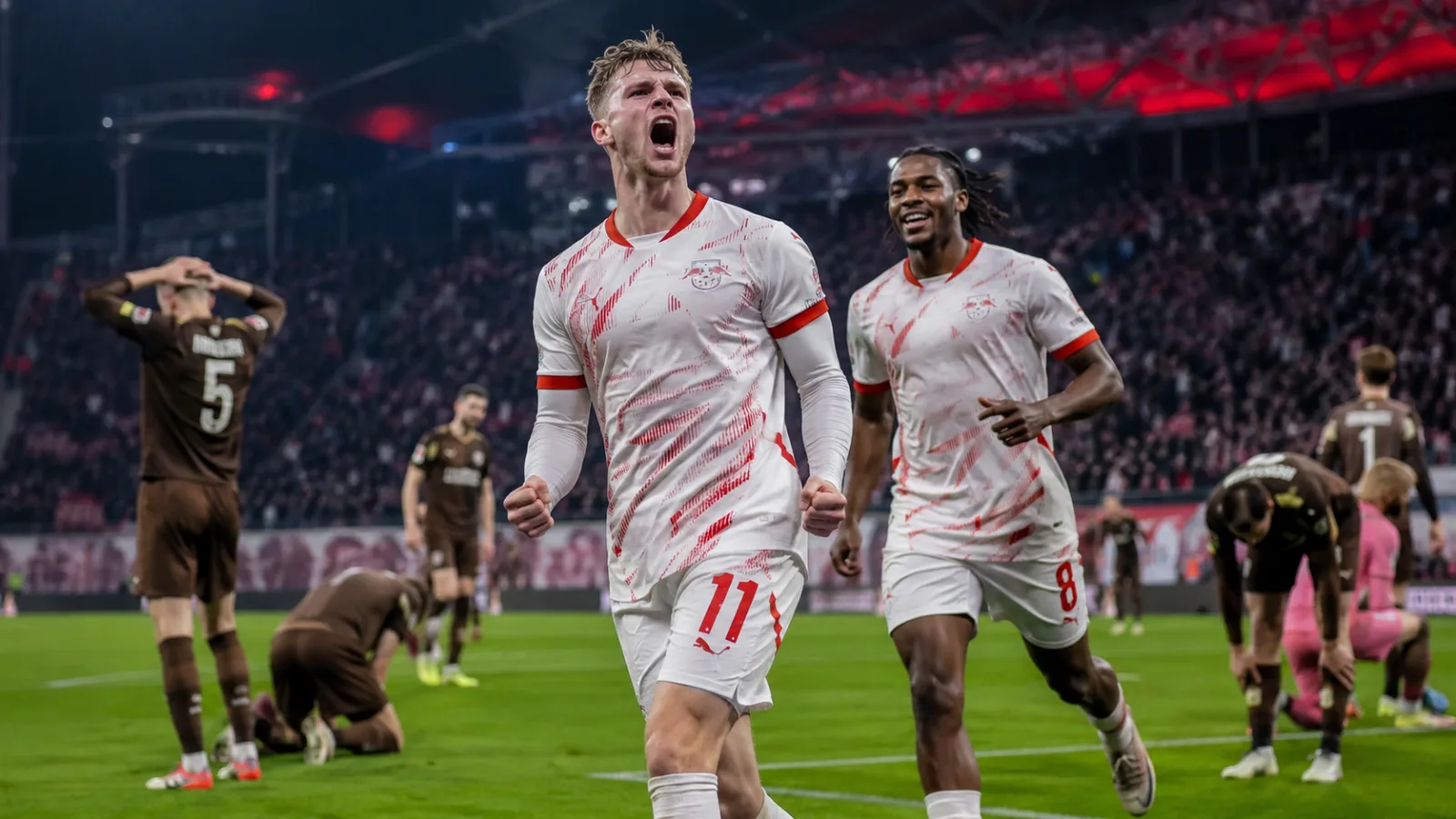 RB Leipzig St. Pauli 1910 : Leipzig s’impose 2-1 et laisse St. Pauli avec des regrets
