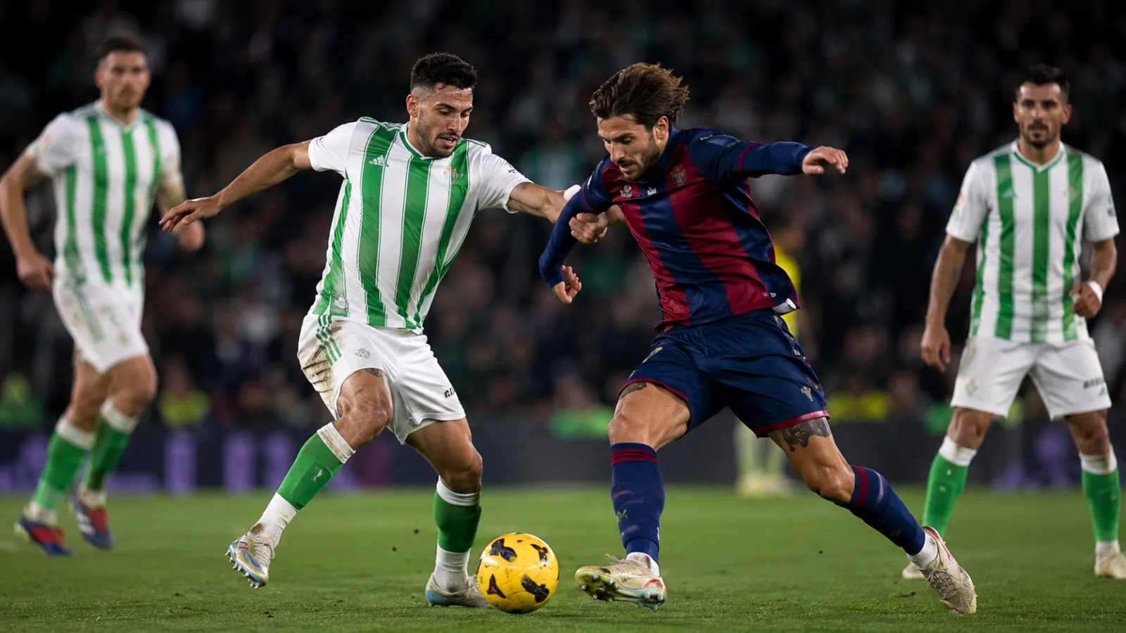 Real Betis Balompié Levante UD - duel au milieu de terrain pendant le match de Liga