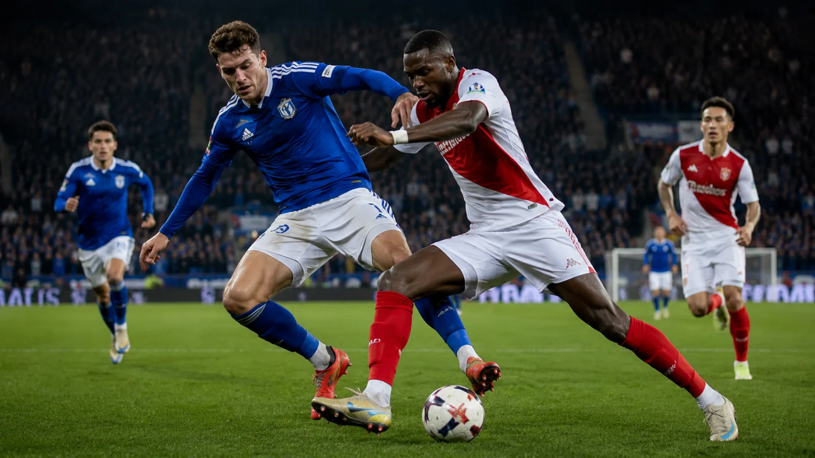 Strasbourg Alsace Monaco - duel intense pendant le match de Ligue 1 entre Strasbourg et Monaco