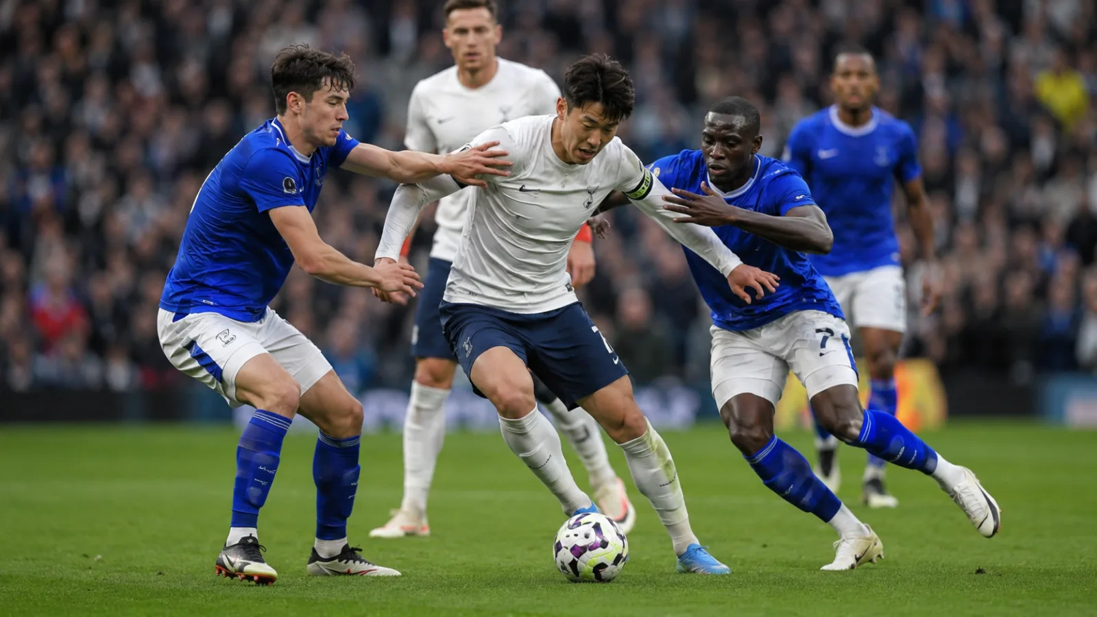 Tottenham Hotspur Everton duel intense au milieu de terrain en Premier League