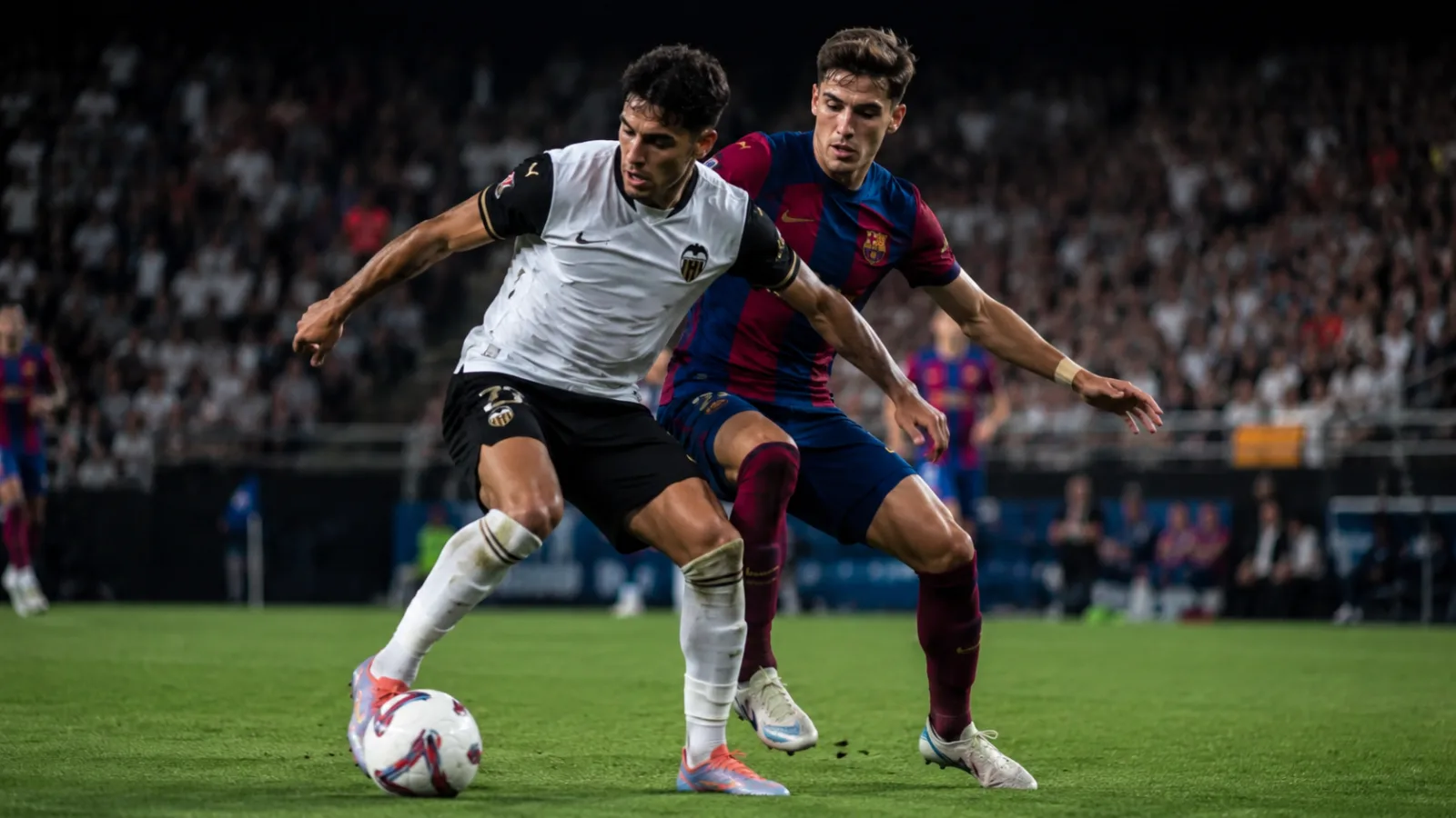 Valencia Barcelona action de match entre Valencia CF et FC Barcelona