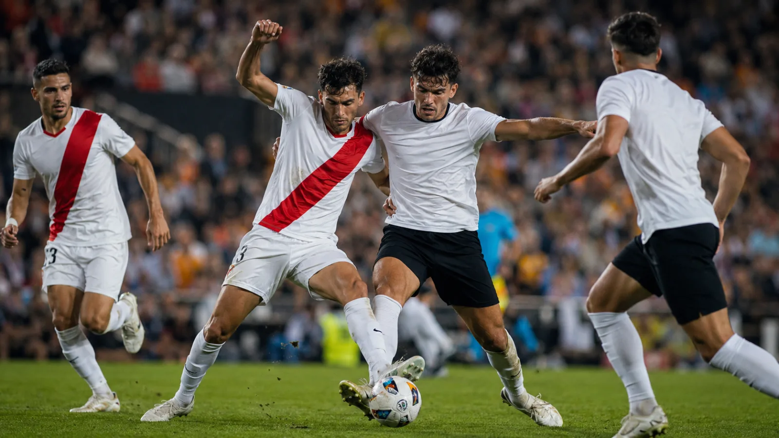 Valencia Rayo Vallecano de Madrid - duel au milieu de terrain lors du match de La Liga à Mestalla