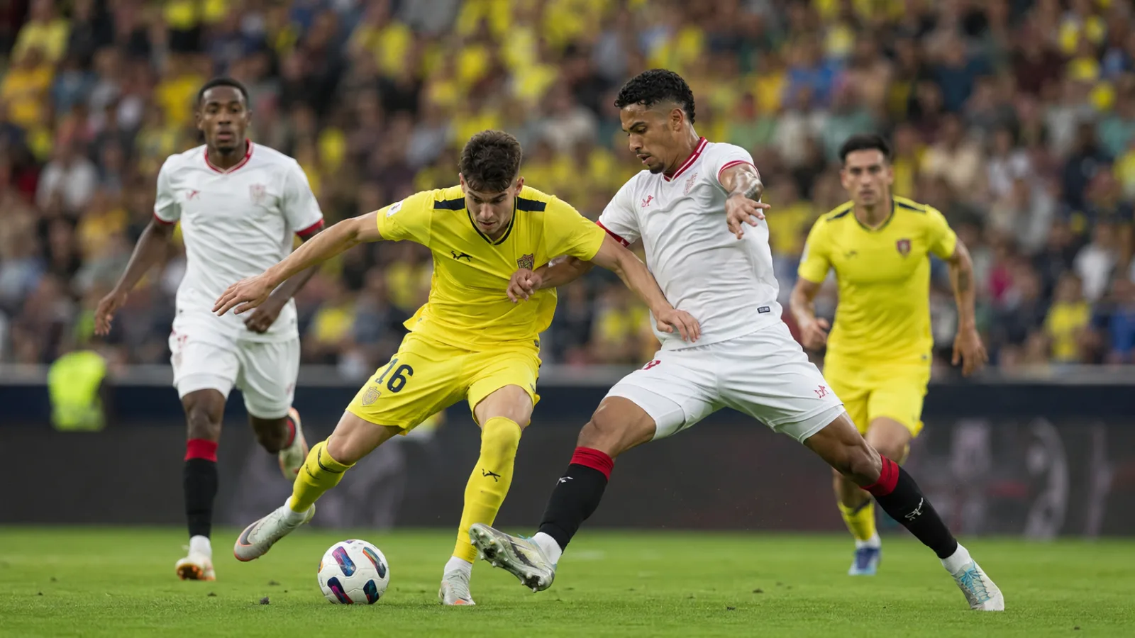 Villarreal Sevilla duel intense au milieu de terrain en Liga