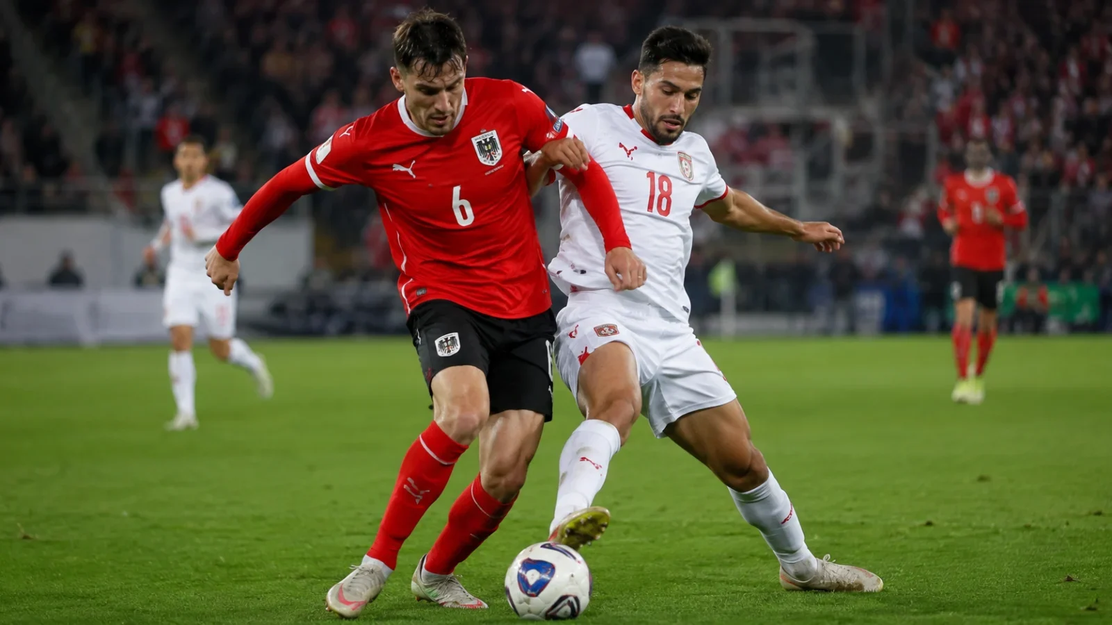 Austria Jordan duel au milieu pendant le match international