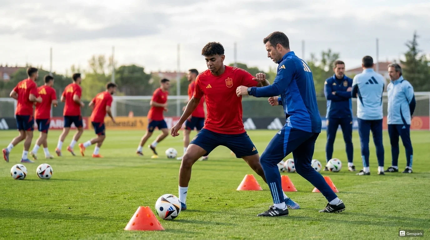 Espagne : Lamine Yamal en séance de réathlétisation avec le staff de la Roja