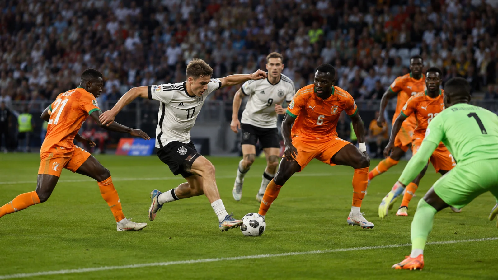 Germany Ivory Coast - action de match et pression allemande contre la Côte d'Ivoire