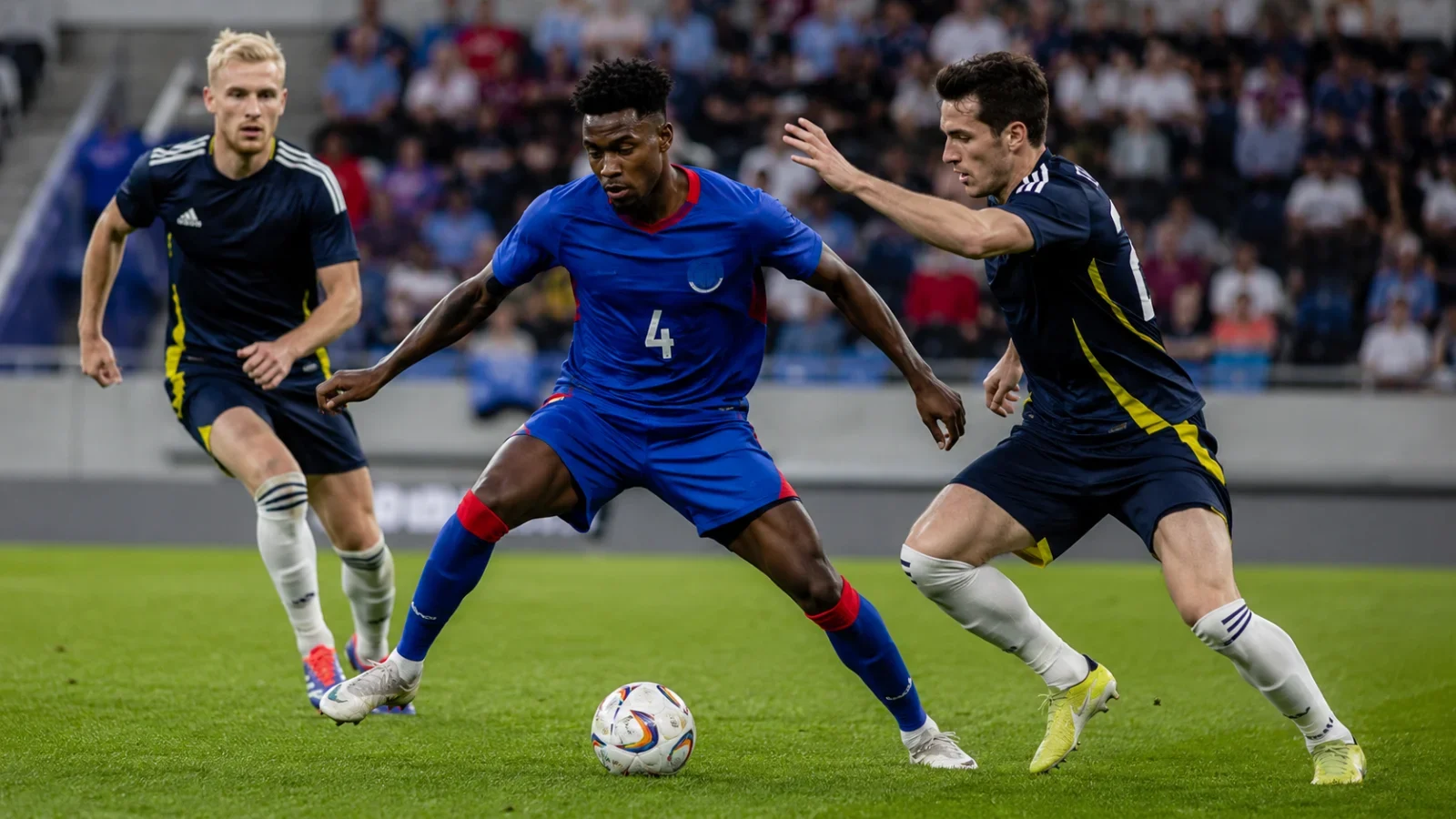 Haiti Scotland : duel au milieu de terrain pendant le match Haïti Écosse
