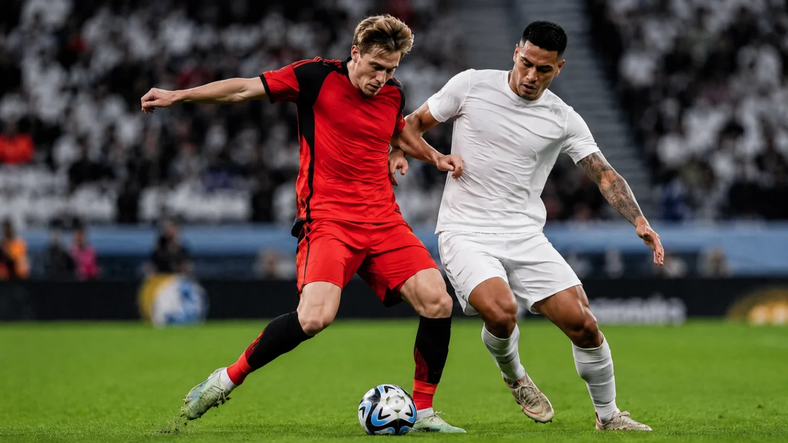 Nouvelle-Zélande Belgique duel au milieu de terrain lors du match des sélections