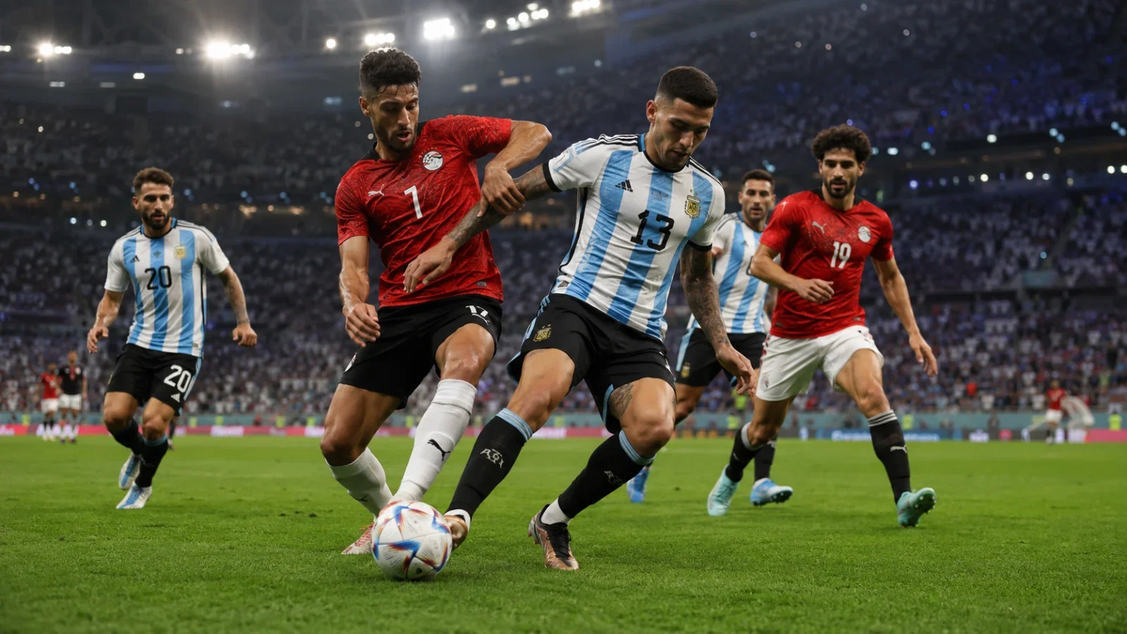 Argentine Égypte action de match entre les deux sélections