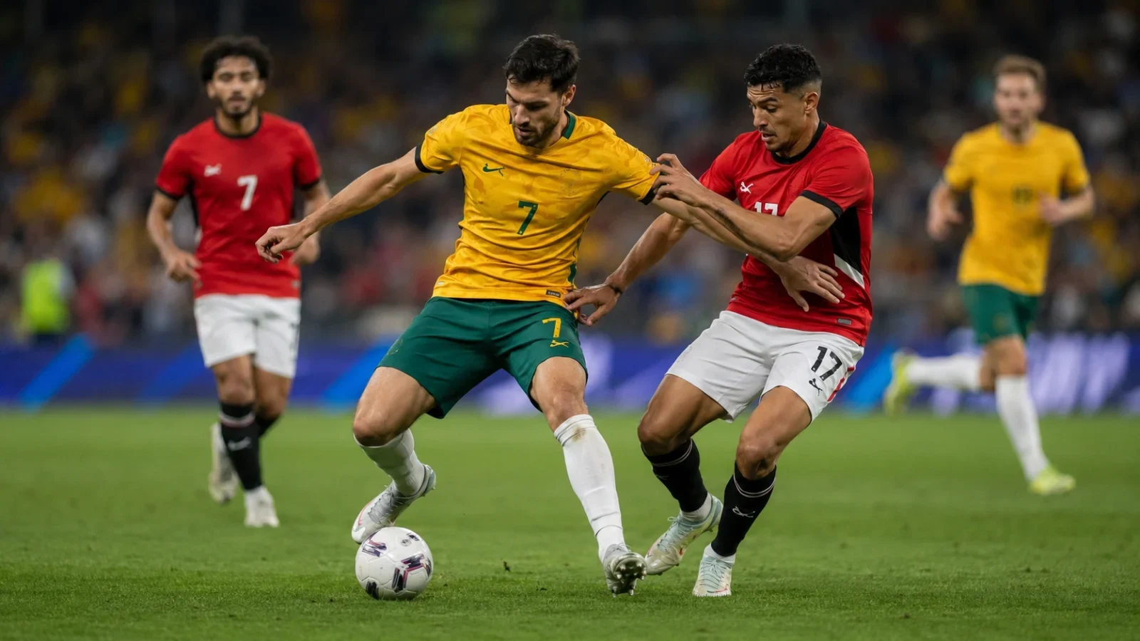 Australie Égypte action de match entre les deux sélections nationales