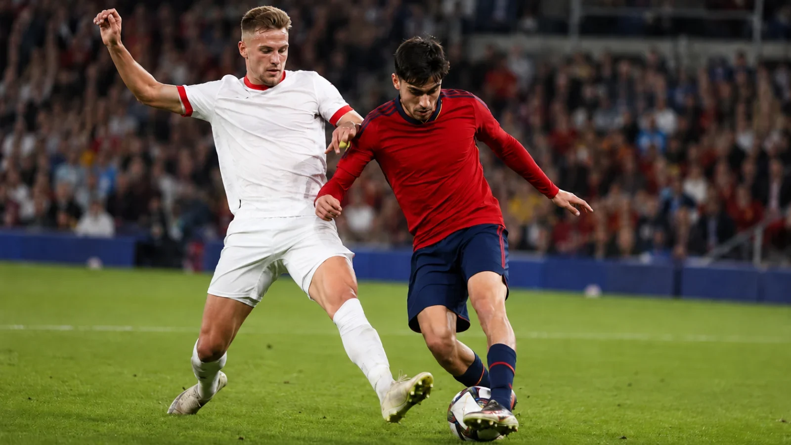 Espagne Autriche - duel au milieu de terrain dans un match d’équipes nationales