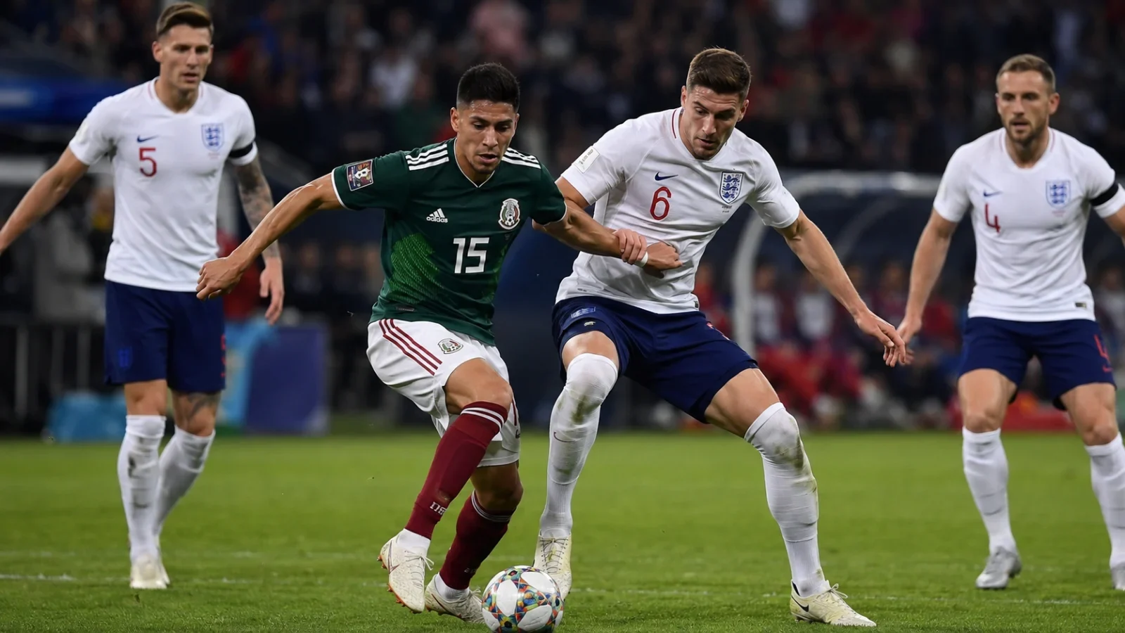 Mexique Angleterre duel entre les deux sélections pendant le match