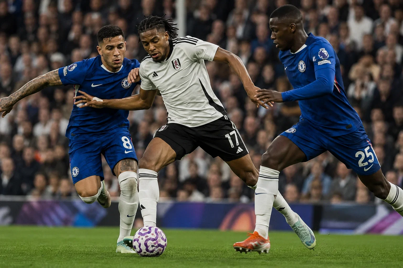 Fulham Chelsea : duel au milieu de terrain pendant le derby londonien