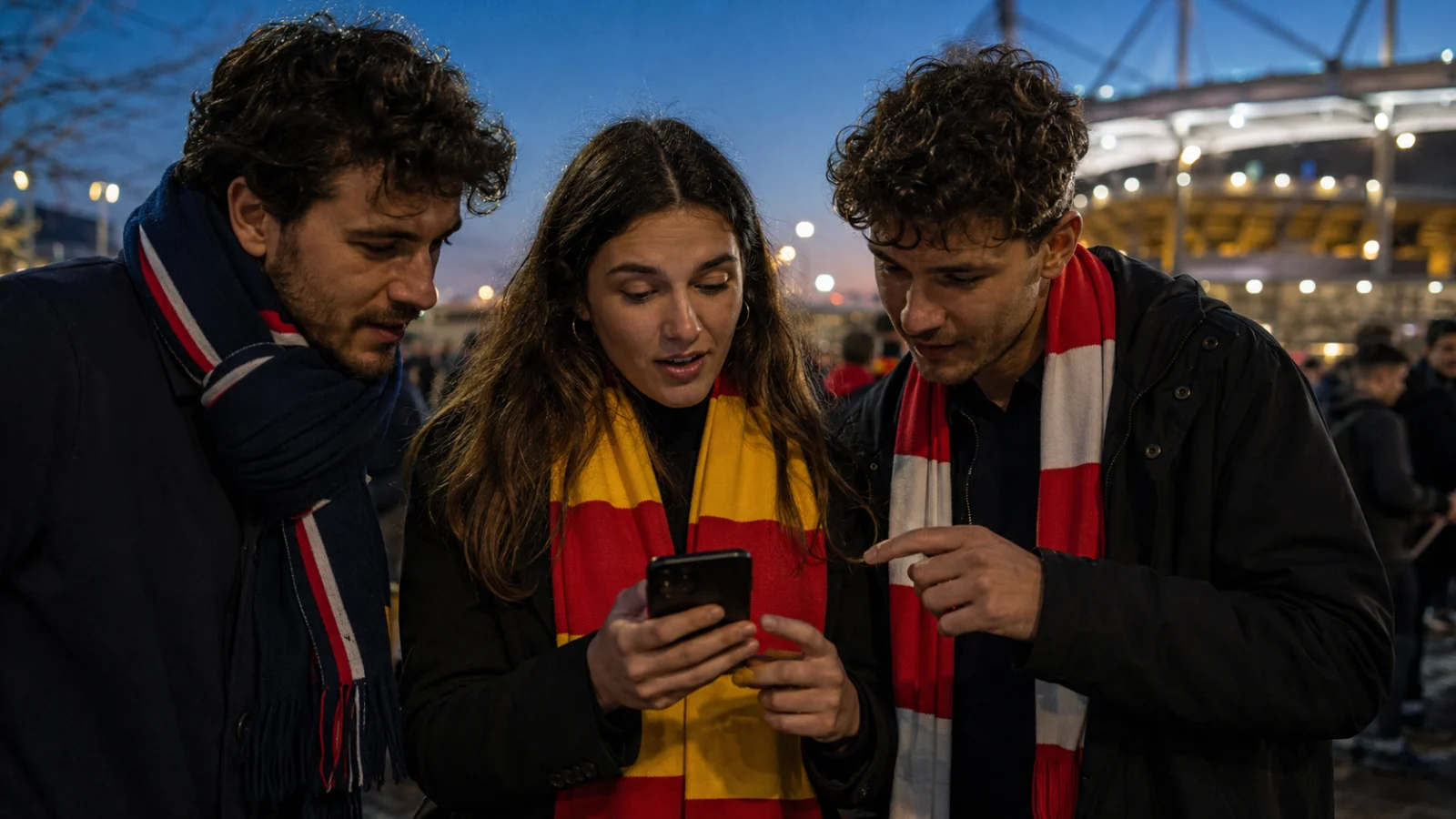 Ligue des Champions : supporters français consultant le tirage du PSG, de Lens et du LOSC