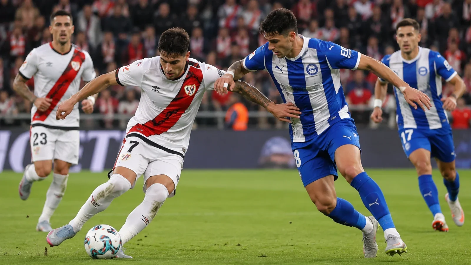 Rayo Vallecano Alavés duel au milieu de terrain en Liga