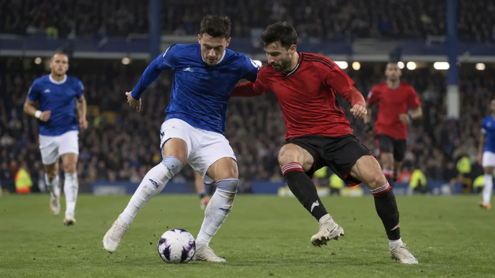 Everton Manchester United phase de jeu disputée en Premier League 2026