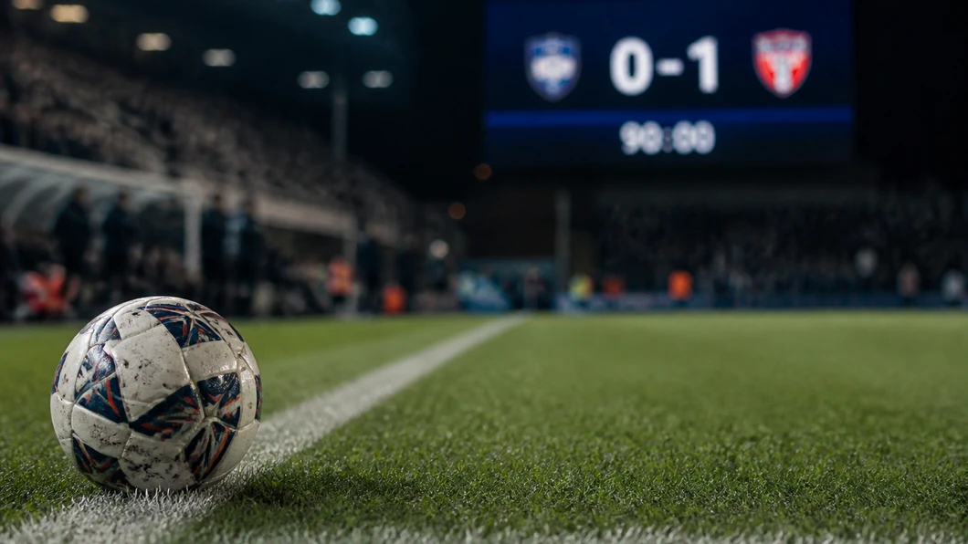 Ballon et tableau d’affichage indiquant 0-1 après le but tardif de Northern Ireland