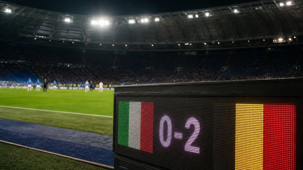 Vue du terrain après le match entre l’Italie et la Belgique en Ligue des Nations.