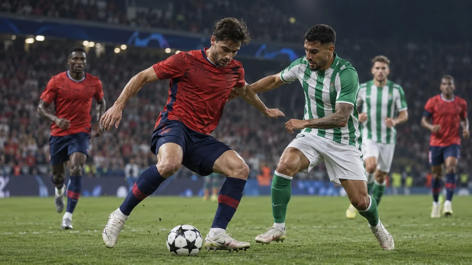 Lille OSC Real Betis Balompié phase de jeu intense en Champions League