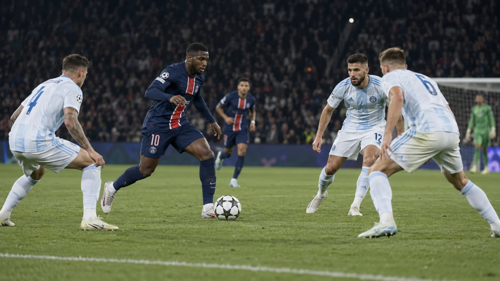 Paris Saint-Germain Slovan Bratislava action de match en Champions League