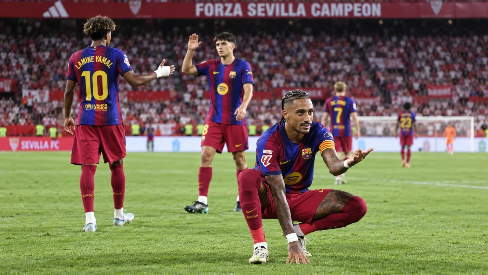 Sevilla Barcelona : action de match entre Séville et Barcelone