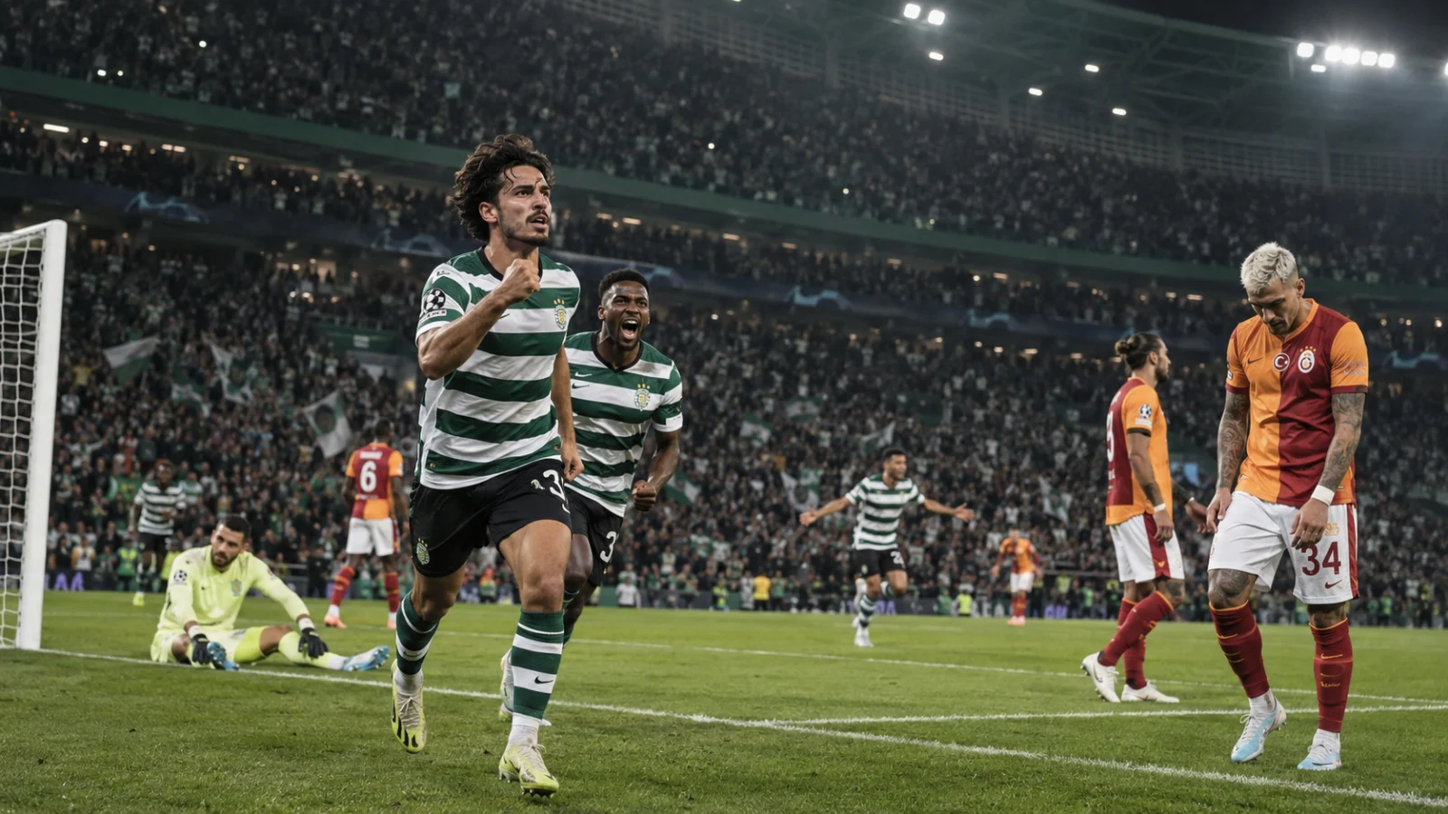 Sporting Clube de Portugal Galatasaray SK action de jeu en Champions League entre le Sporting et Galatasaray