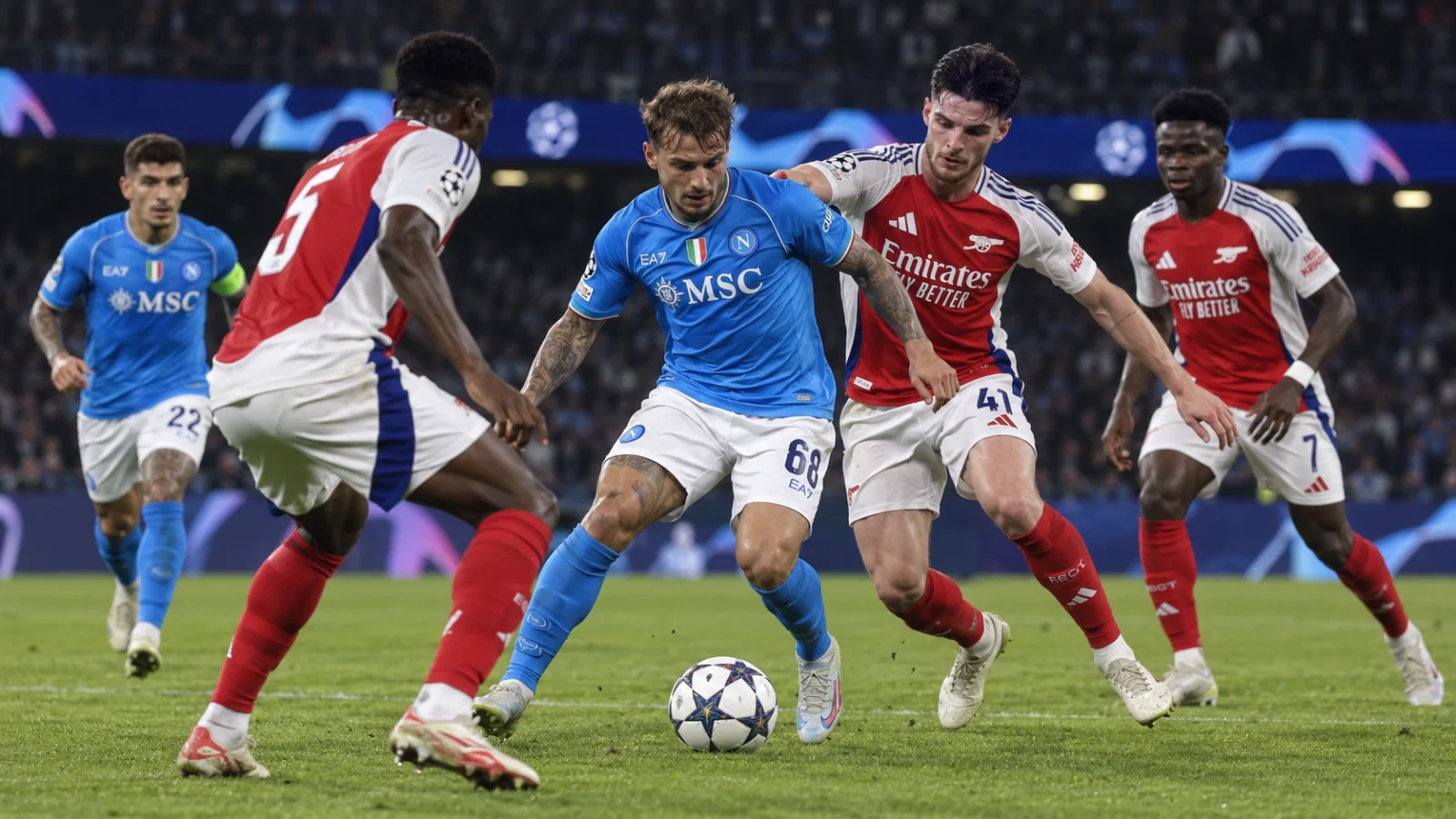 SSC Napoli Arsenal - action de match serrée en Champions League