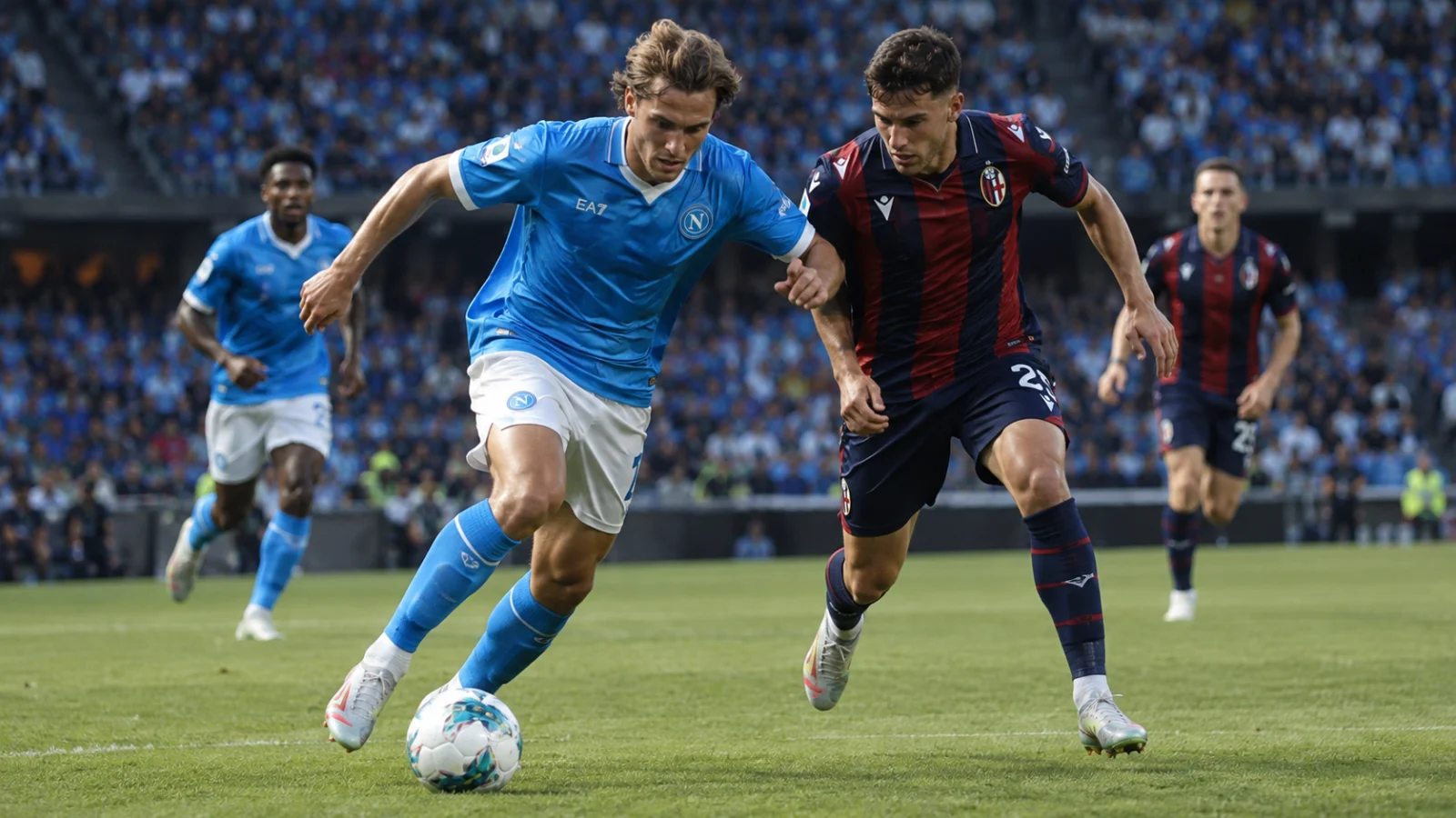 SSC Napoli Bologna 1909 - action de match au milieu de terrain