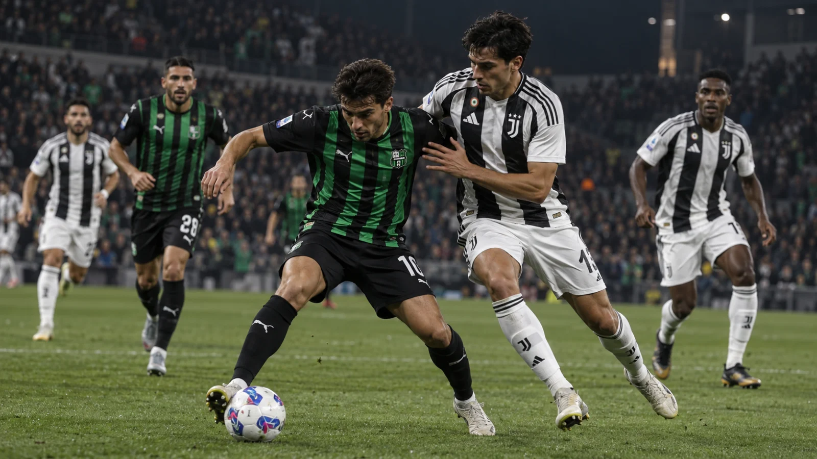 US Sassuolo Calcio Juventus : duel intense au milieu de terrain en Serie A