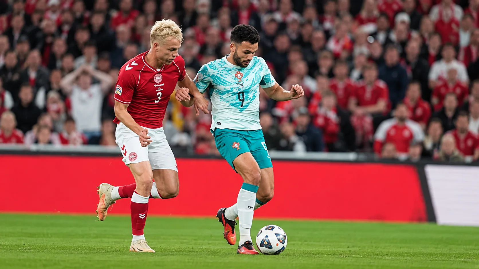 Séquence offensive du Portugal face au Danemark pendant la Ligue des Nations