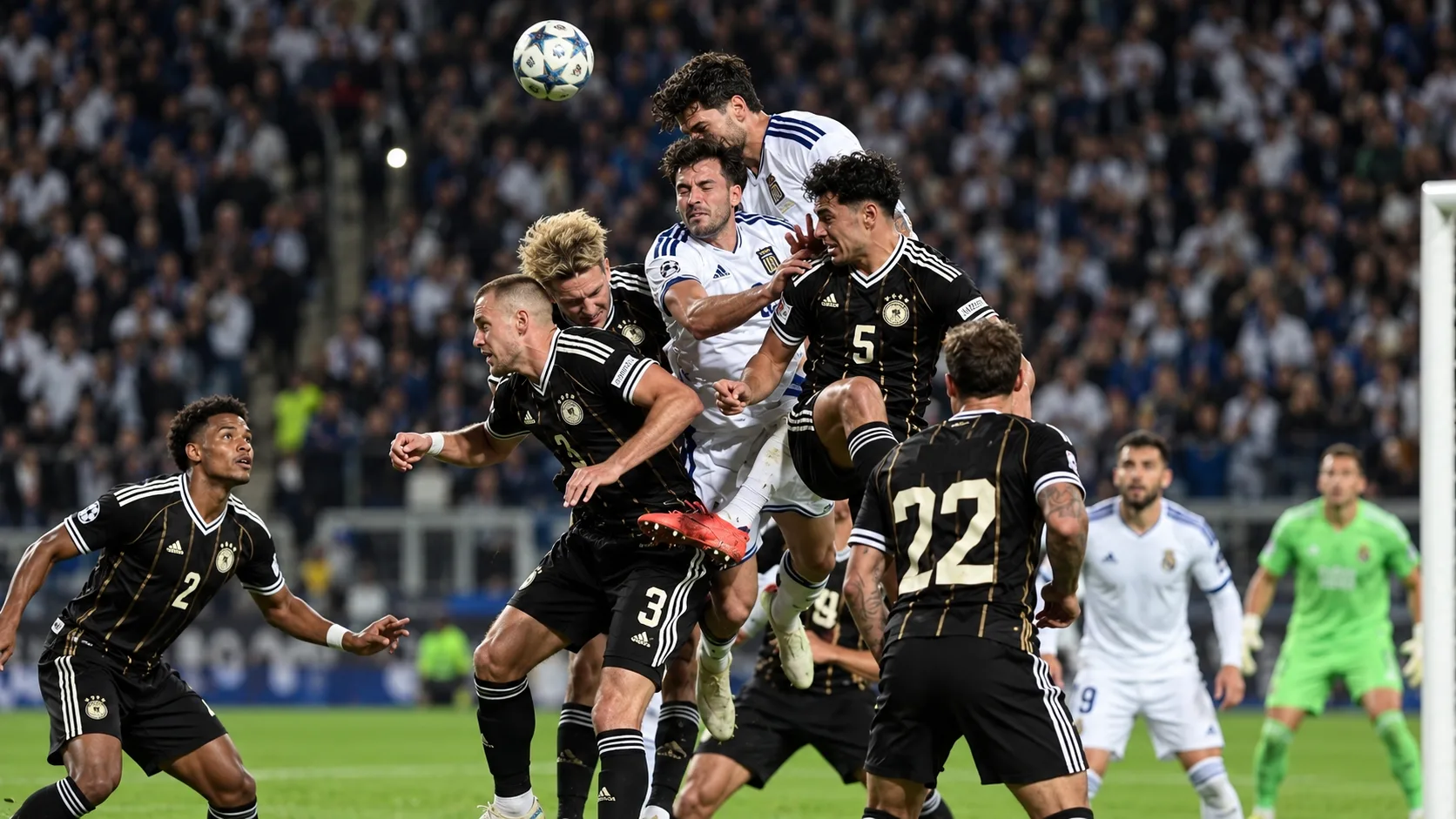 Joueurs grecs et allemands quittant la pelouse après un match nul 0-0 en Ligue des Nations.