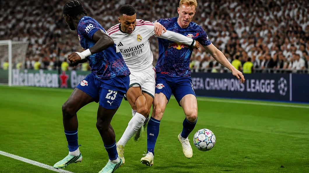 Kylian Mbappé et Tidiam Gomis se disputent le ballon au premier plan, sous les projecteurs d’un stade.