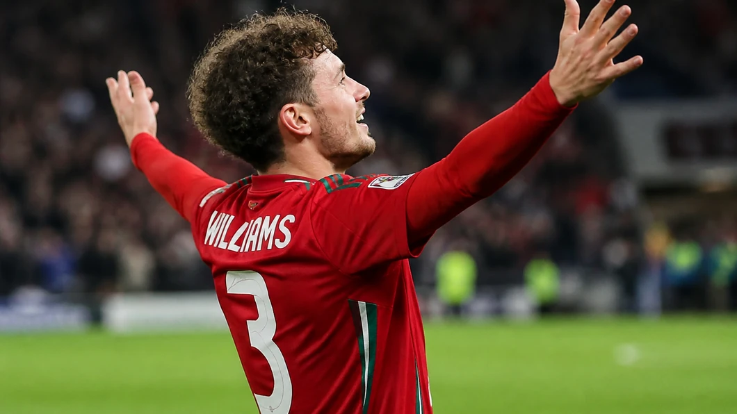 Un joueur gallois célèbre le but qui a donné l’avantage au pays de Galles contre la Norvège.